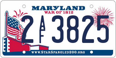 MD license plate 2AF3825