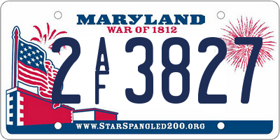 MD license plate 2AF3827