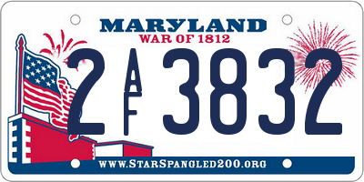 MD license plate 2AF3832