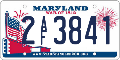 MD license plate 2AF3841