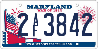 MD license plate 2AF3842
