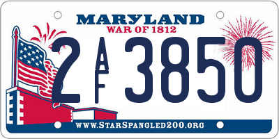 MD license plate 2AF3850