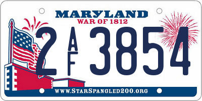 MD license plate 2AF3854