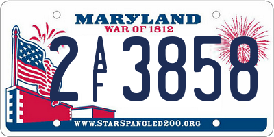 MD license plate 2AF3858