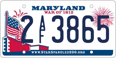 MD license plate 2AF3865