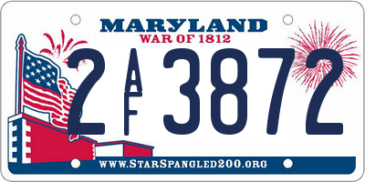 MD license plate 2AF3872