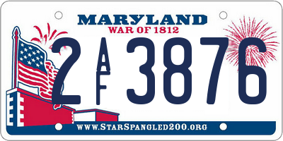 MD license plate 2AF3876