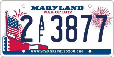 MD license plate 2AF3877