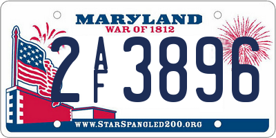 MD license plate 2AF3896