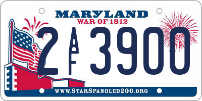 MD license plate 2AF3900