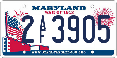 MD license plate 2AF3905