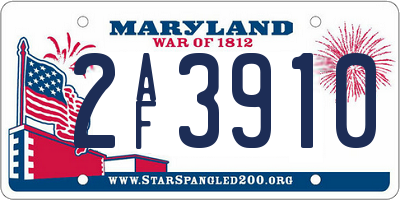 MD license plate 2AF3910