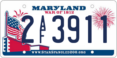 MD license plate 2AF3911