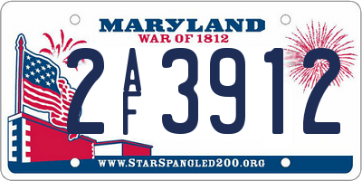 MD license plate 2AF3912