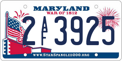 MD license plate 2AF3925