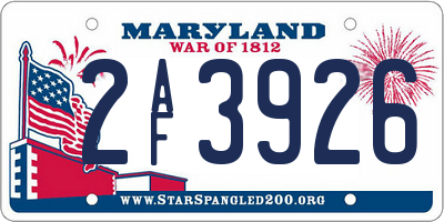 MD license plate 2AF3926