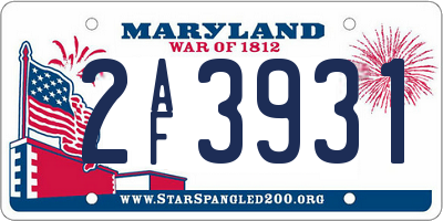 MD license plate 2AF3931