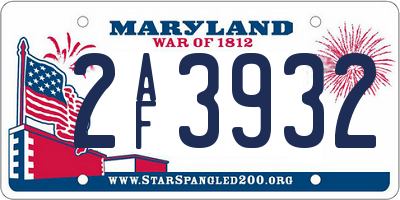 MD license plate 2AF3932