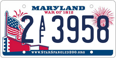 MD license plate 2AF3958