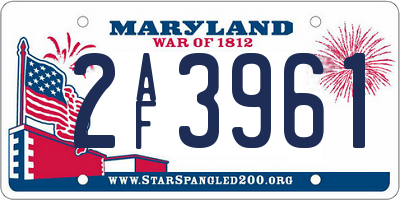 MD license plate 2AF3961