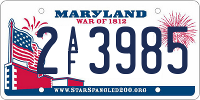 MD license plate 2AF3985