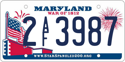 MD license plate 2AF3987