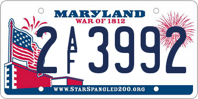 MD license plate 2AF3992