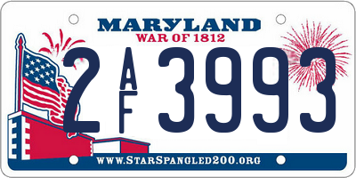 MD license plate 2AF3993