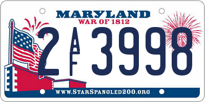 MD license plate 2AF3998