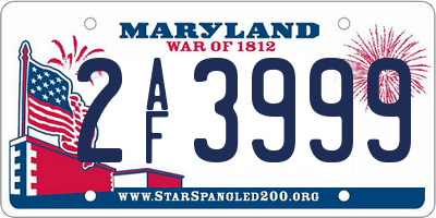 MD license plate 2AF3999
