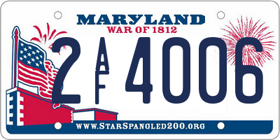 MD license plate 2AF4006