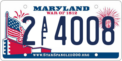 MD license plate 2AF4008