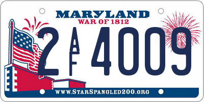 MD license plate 2AF4009