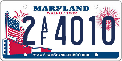 MD license plate 2AF4010