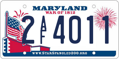 MD license plate 2AF4011