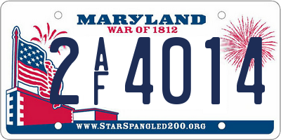 MD license plate 2AF4014