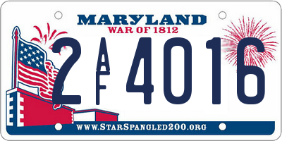 MD license plate 2AF4016