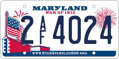 MD license plate 2AF4024