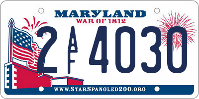 MD license plate 2AF4030