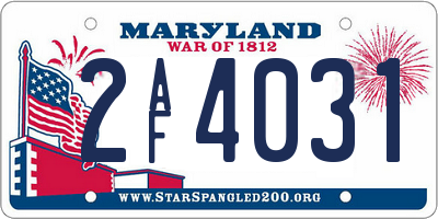 MD license plate 2AF4031