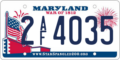 MD license plate 2AF4035