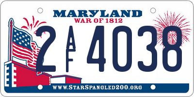 MD license plate 2AF4038