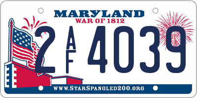MD license plate 2AF4039