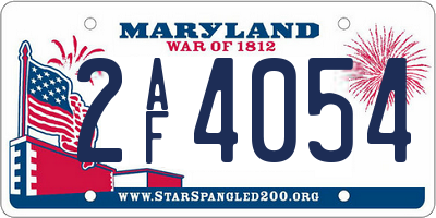 MD license plate 2AF4054