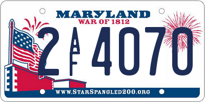 MD license plate 2AF4070