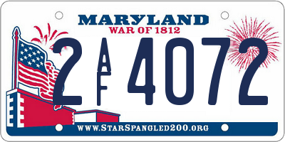 MD license plate 2AF4072