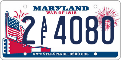 MD license plate 2AF4080