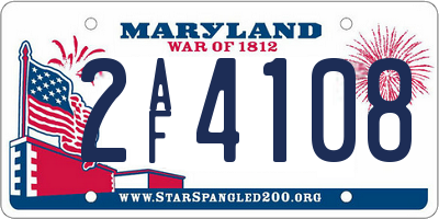 MD license plate 2AF4108