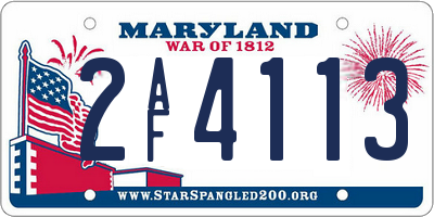 MD license plate 2AF4113