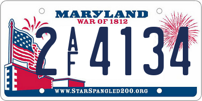 MD license plate 2AF4134